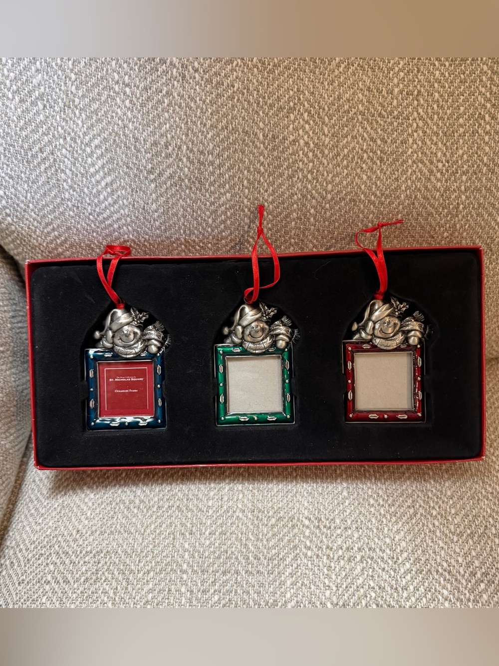 St. Nicholas Square Set Of 3 Square Snowman Photo Frames Christmas Ornaments